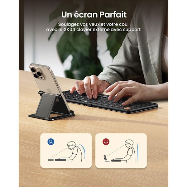 Universellt Fällbart Bluetooth Tangentbord Franska AZERTY, för Surfplatta Telefon Dator Windows iOS Android