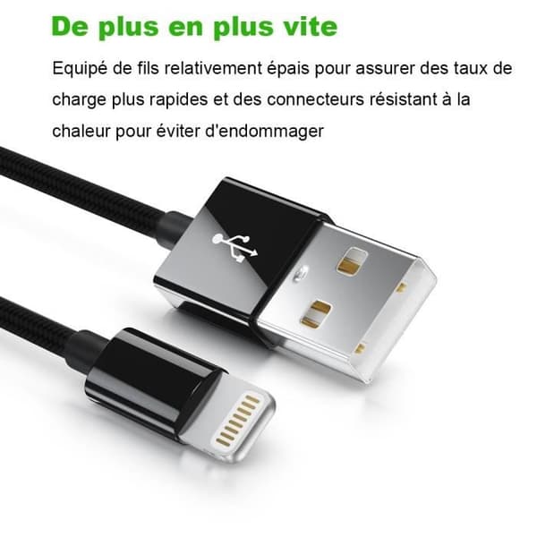 USB-kabel - E.F.ANSLUTNING - Lightning - 1M - Svart - iPhone/iPad-kompatibel Svart