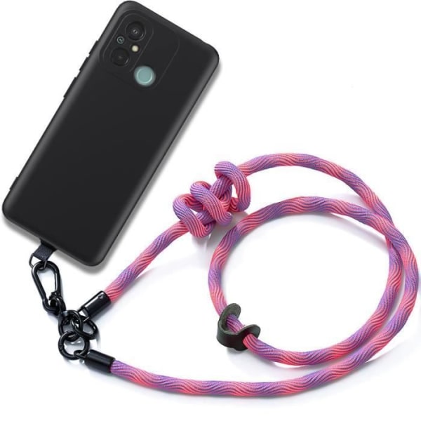 Halsbandsfodral för Xiaomi Redmi 12C - 11A, repförstärkt hörnskydd med rosa snöre