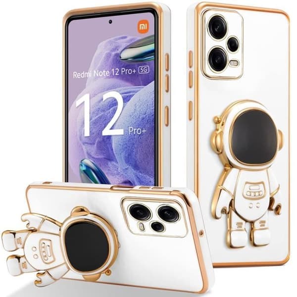 Silkonfodral för Xiaomi Redmi Note 12 Pro Plus 5G - Stötabsorberande skydd - Astronautstöd - Vit Vit