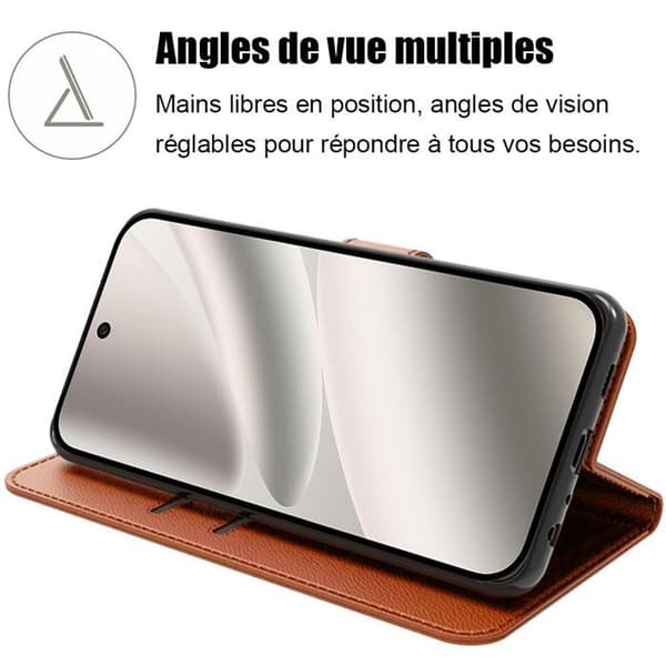 Skyddsskal - E.F.Connection - för Google Pixel 10 Pro - Stötsäker Syntetläder Brun - 2 Glas kastanj
