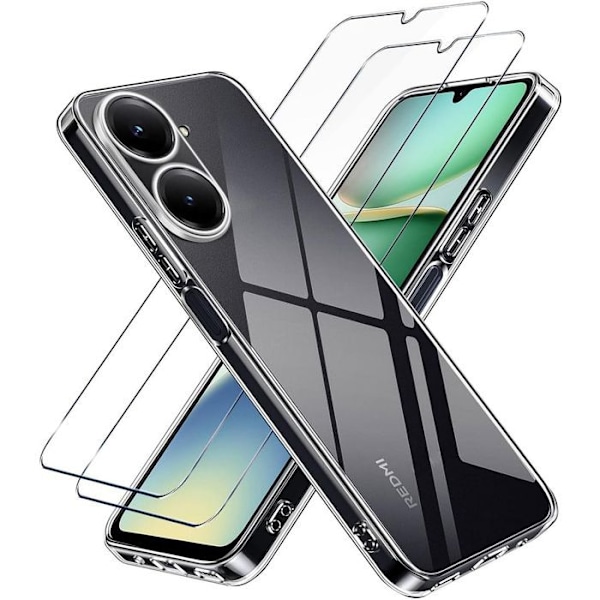 Coque + 2 Glas För Xiaomi Redmi A5 4G - Skydd i Silikon Stötsäker Repfria Transparent Transparent