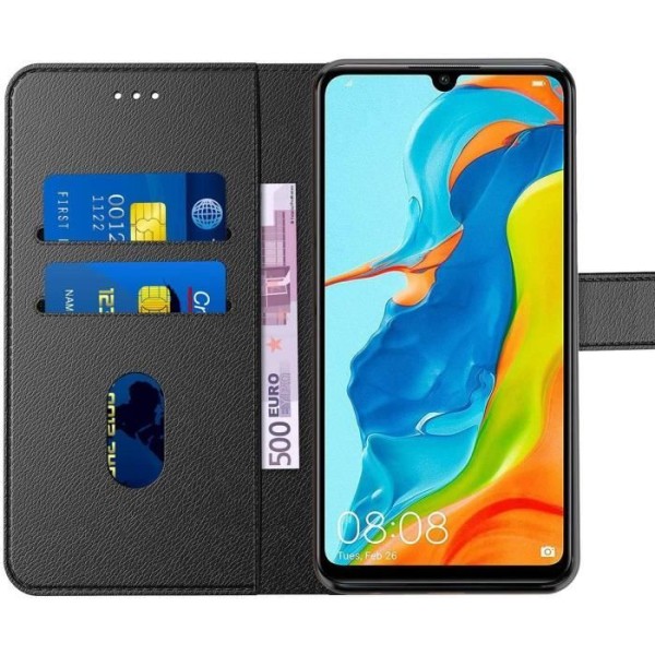 Etui til Huawei P30 (6,1") Sort tegnebog Anti-ridsestabil Elegant Sort Svart