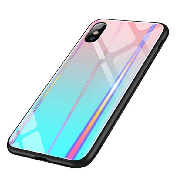 iPhone XS Max Cover - Gradient Glass Cover - Sininen / Pinkki Multicolor
