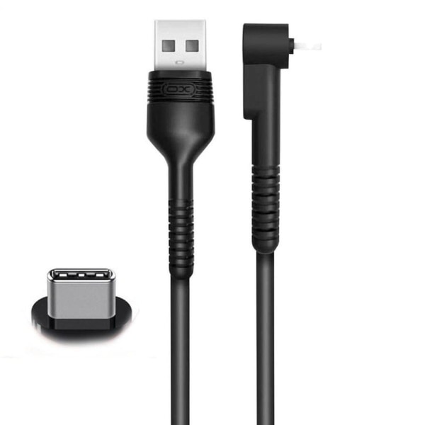 USB-C Kabel Med Ställ 55° Samsung/Huawei/Sony/Nokia m.fl. Svart
