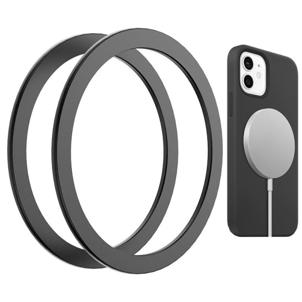 2-Pack MagSafe Universell Magnetisk Ring 3M självhäftande Svart