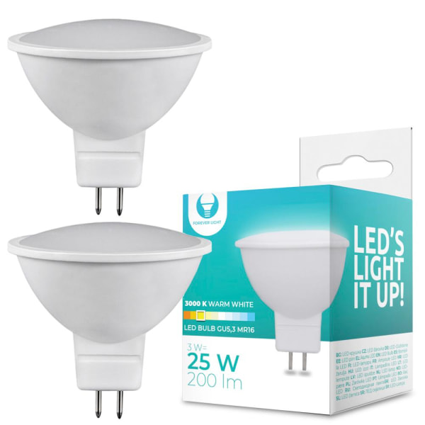 2 Pack LED lampa MR16 SpotLight GU5,3 3W 3000k dee5 | Fyndiq