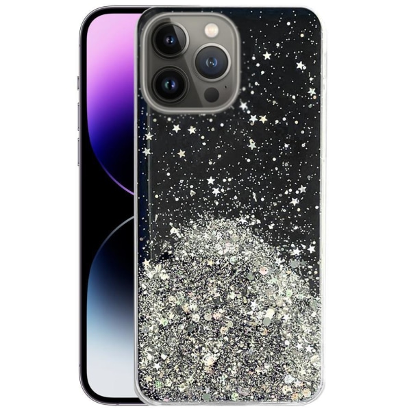 Star Glitter Skal för iPhone 13 Mini - Svart/Silver Natur