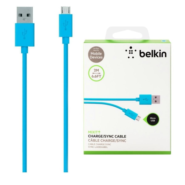 Belkin Micro-USB 2M Laddare till Samsung, Huawei, Sony m.fl. Blå