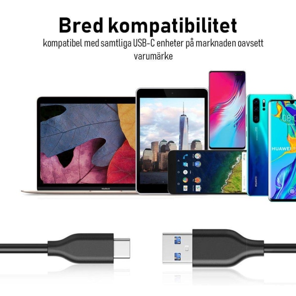 XO Kraftig USB-C Laddare Samsung/Sony/Huawei 2.1A 1M Svart