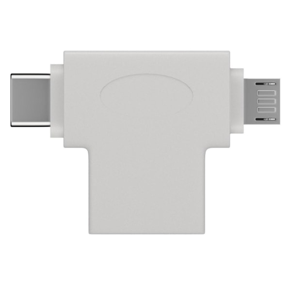 USB T-adapter USB-A Till USB-C/Micro-USB White