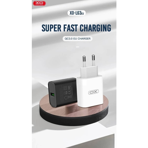 XO® Väggladdare Qualcomm Quick Charge 3.0 Universal USB Vit