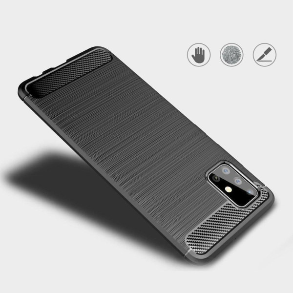 Samsung Galaxy A51 Skal - Exklusivt Stöttåligt Skal - Kolfiber Svart