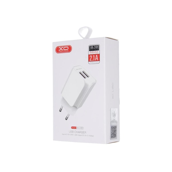 XO Väggladdare till iPhone & Android Kompakt design - 2X USB Vit