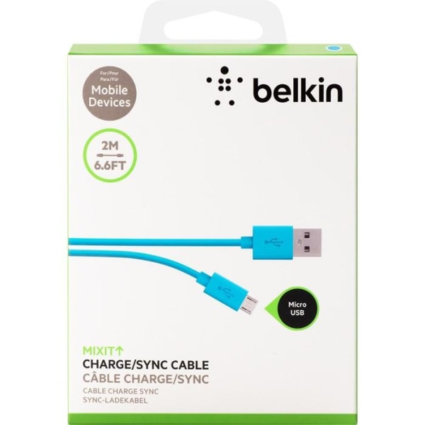 Belkin Micro-USB 2M Laddare till Samsung, Huawei, Sony m.fl. Blå