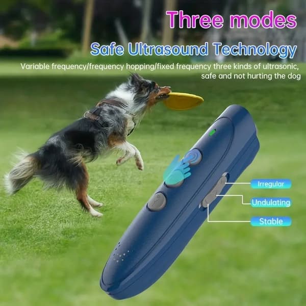 Ultraääni Koirankouluttaja – Koiran haukunestolaite, Ultraääni Haukunestolaite LED-valolla, 300MAh Green