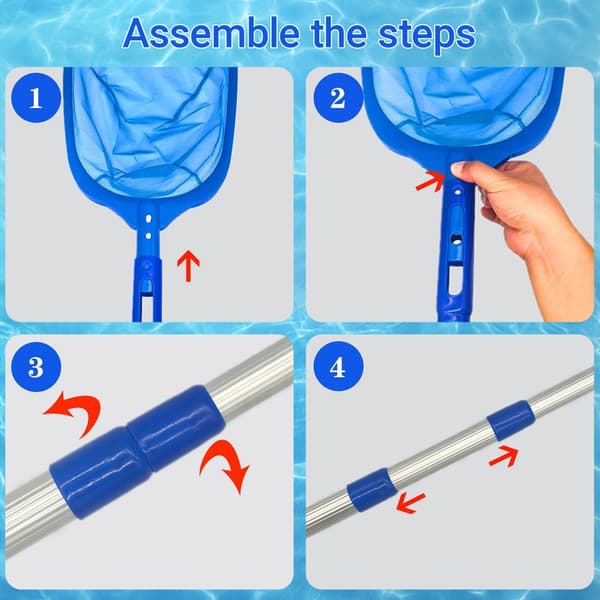 Pool Net/Pool Skimmer Net with Adjustable Telescopic Aluminum Pole, Extendable from 44 cm to 90 cm Leaf Skimmer for Pool & Spa