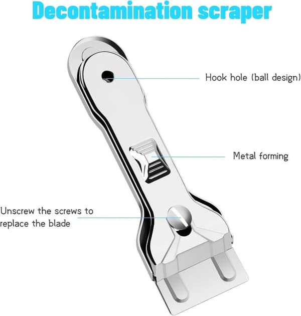 Glass Hob Scraper / Glass Scraper - With 5 replaceable blades for effective cleaning and dirt removal