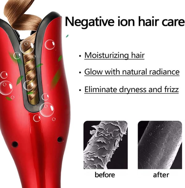 Automatic Ceramic Curling Iron 32mm - Waver / Waving Iron, Rotating Rod with Smart Shut-off and LED Display White White