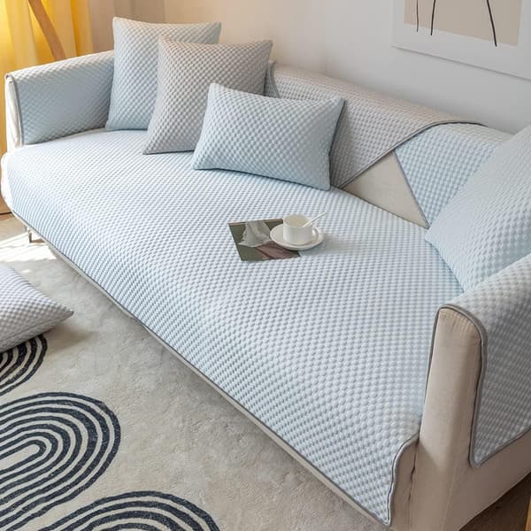 Pustende is-silke sofatrekk, ensfarget sklisikkert sofatrekk, vaskbart møbelbeskyttelse for stuen Light Blue 70 x 70cm