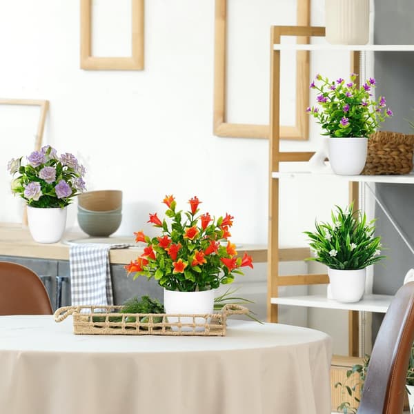 Artificial Plants Set - 4-pack Small Artificial Plants with Pots, Decorative Plants for Home and Office