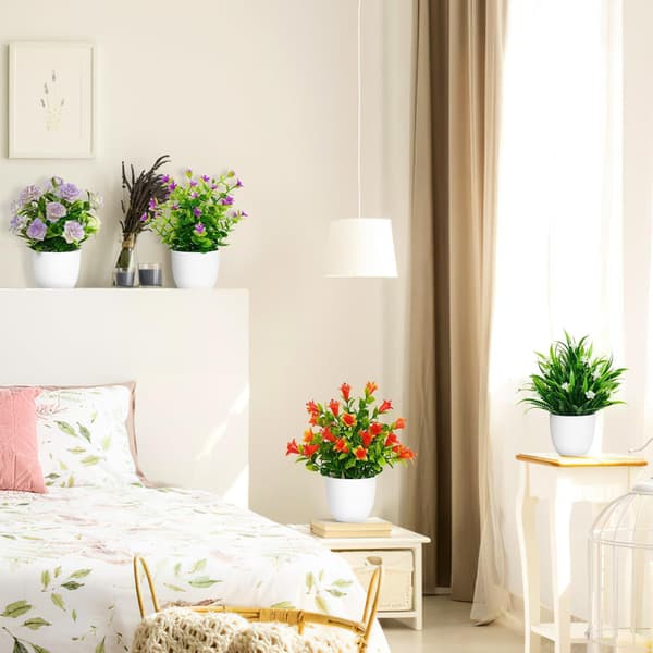 Artificial Plants Set - 4-pack Small Artificial Plants with Pots, Decorative Plants for Home and Office