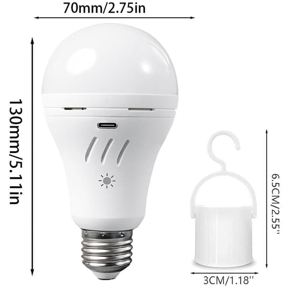 Rechargeable LED Bulbs E27 2200 mAh 3 Brightness Levels 3000/4000/6000K Remote Control Timer Emergency Lighting 2pcs