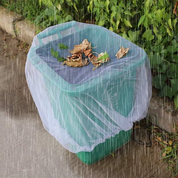 4-Pack Rain Barrel Protection Net White Adjustable Drawstring Protects Against Leaves And Mosquito Larvae 80cm