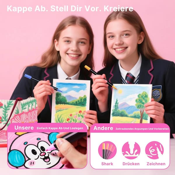Dobbeltendede Akvarelpenne - Vaskbare, Perfekte til Kreativ Maling og Kunstnerisk Skabelse 72-pack
