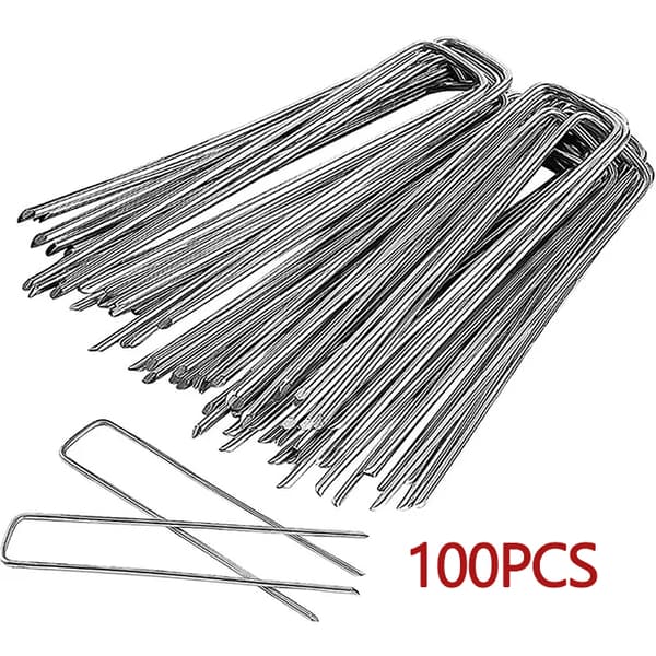 30/100 stk U-formede forankringspinner for hage Sølv 150x30x25 mm 100pcs