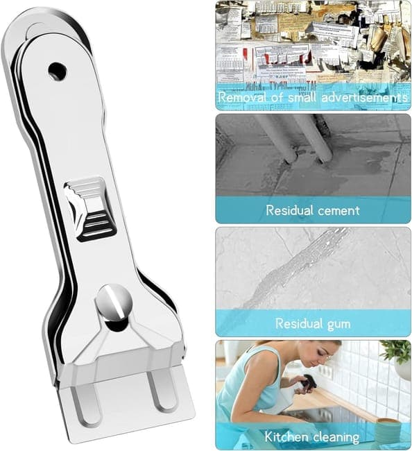 Glass Hob Scraper / Glass Scraper - With 5 replaceable blades for effective cleaning and dirt removal