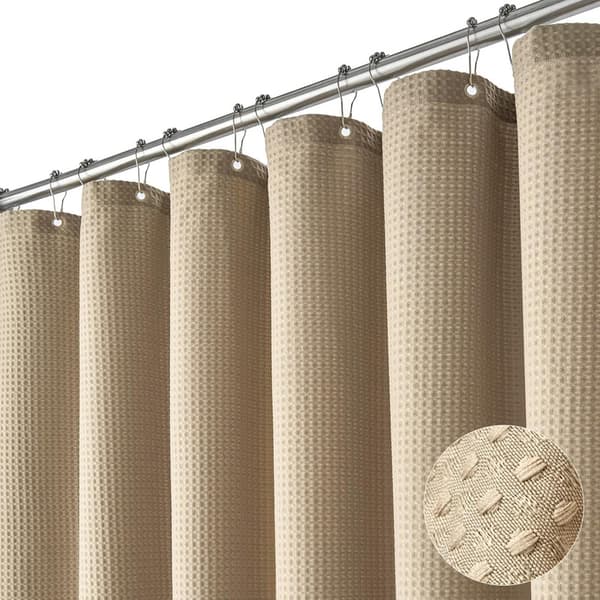 Embossed Pattern Shower Curtain - Waterproof, Washable, and Thick - Special Texture for Bathroom - Available in Multiple Sizes and Styles Khaki 180 x 200 cm