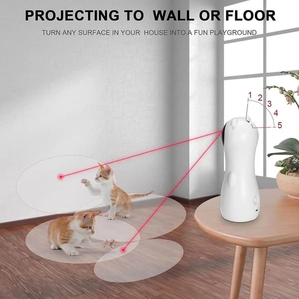 Battery-Powered Cat Toy with Interactive Laser, 5 Adjustable Angles and Timer for Pet Training