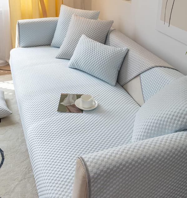Pustende is-silke sofatrekk, ensfarget sklisikkert sofatrekk, vaskbart møbelbeskyttelse for stuen Light Blue 70 x 150cm