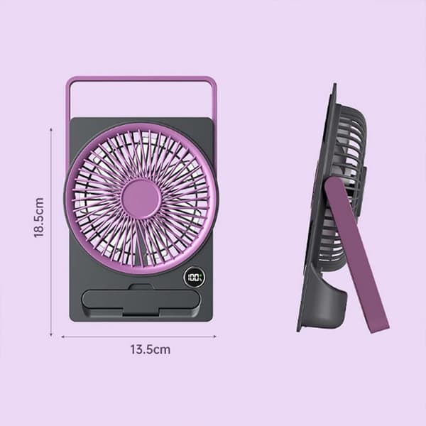 2026 Mini Bordventilator, USB Genopladelig Bærbar Ventilator, 5 Hastigheder, 2000mAh Batteri, LED-display, Stille Ventilator til Kontor og Soveværelse White