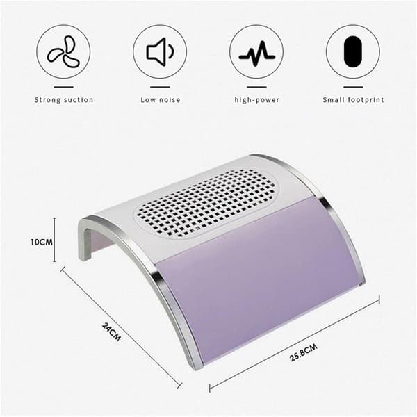 Nail Dust Collector for Manicure - Efficient Suction System and Dust Collector, 25.8x24x10cm White