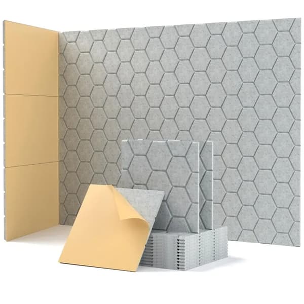 Akustikkpanel 12 stk akustikkpaneler selvklebende, høydensitets veggpanel, 30×30×0.9cm Gray