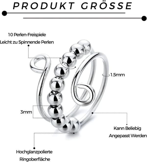 6 stk Fidget angstringer Justerbare ringer sett Justerbare ringer Fidget ringer Dameperlebånd, Stablebare