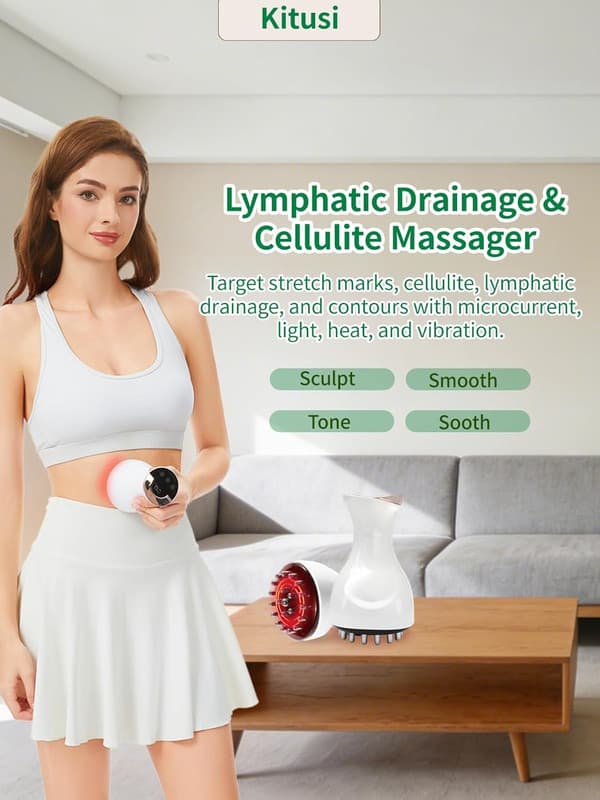 Red Light Electric Lymphatic Massager - Deep Cellulite & Body Massage - Features Microcurrent, Gentle Heating, and Vibration - 35 Levels Green