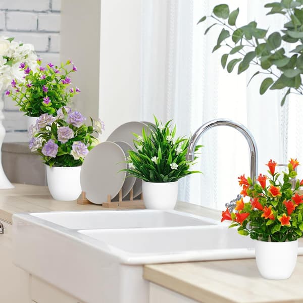 Artificial Plants Set - 4-pack Small Artificial Plants with Pots, Decorative Plants for Home and Office
