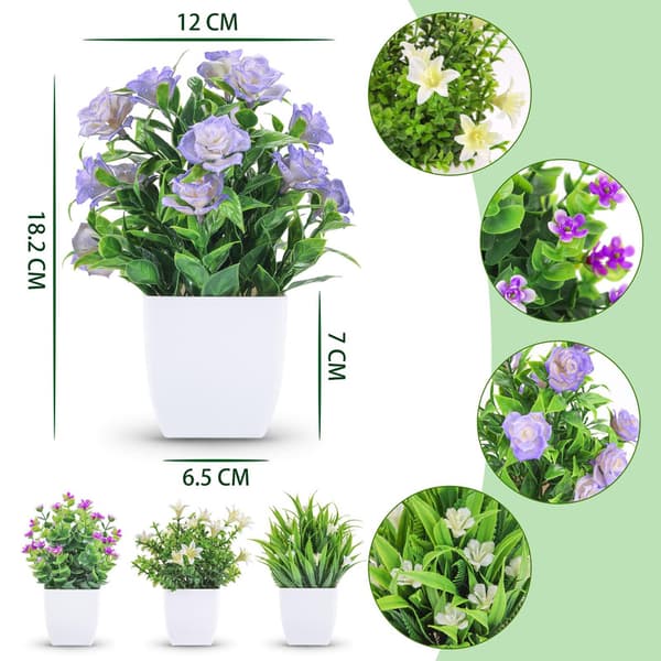 Artificial Plants Set - 4-pack Small Artificial Plants with Pots, Decorative Plants for Home and Office