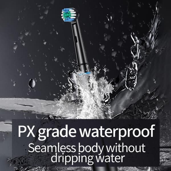 Rechargeable Electric Toothbrush with 4/8 Brush Heads, 5 Cleaning Modes, Fully Automatic Sonic Toothbrush for Oral Cleaning Black 4PCS