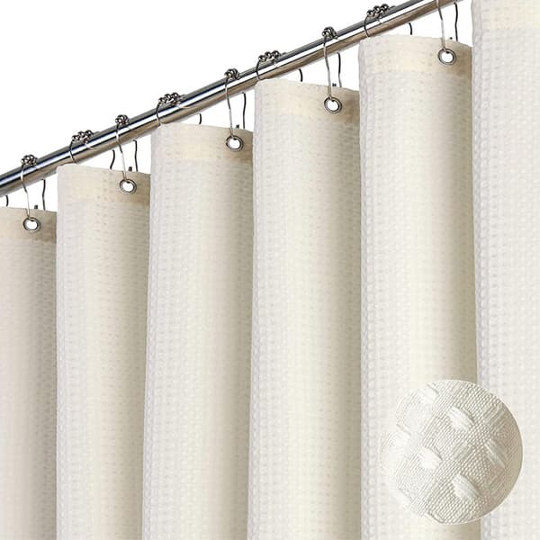 Embossed Pattern Shower Curtain - Waterproof, Washable, and Thick - Special Texture for Bathroom - Available in Multiple Sizes and Styles Ivory White 180 x 200 cm