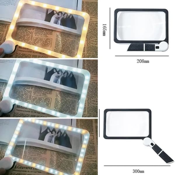 5X Suurennuslasi 48 LED-valolla lukemiseen - 3 tilaa