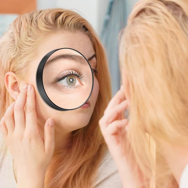 Portable Makeup Mirror, Magnifying Mirror with Suction Cups Black 20X