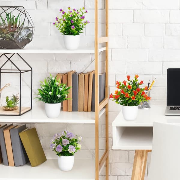 Artificial Plants Set - 4-pack Small Artificial Plants with Pots, Decorative Plants for Home and Office