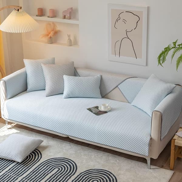Pustende is-silke sofatrekk, ensfarget sklisikkert sofatrekk, vaskbart møbelbeskyttelse for stuen Light Gray 70 x 70cm