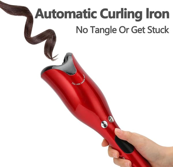 Automatic Ceramic Curling Iron 32mm - Waver / Waving Iron, Rotating Rod with Smart Shut-off and LED Display White White