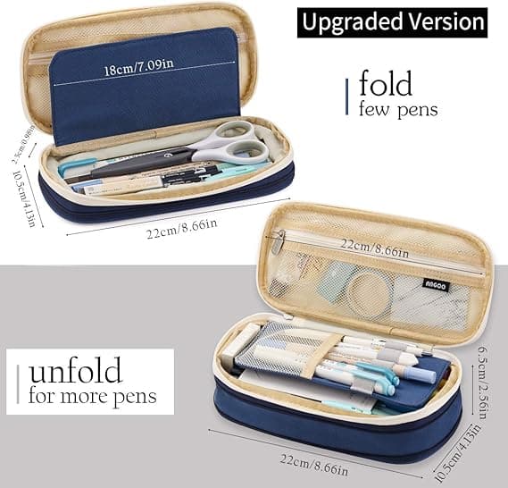 Multifunctional Foldable Pencil Case with Zipper – Retractable Design and Large Capacity for School and Office Purple