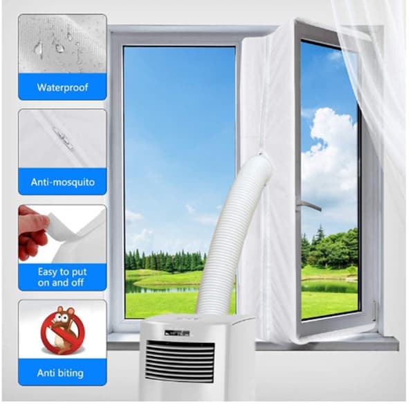Window seal sealing cloth with water-repellent function for mobile air conditioners. Sealing solution for windows for portable AC 3m